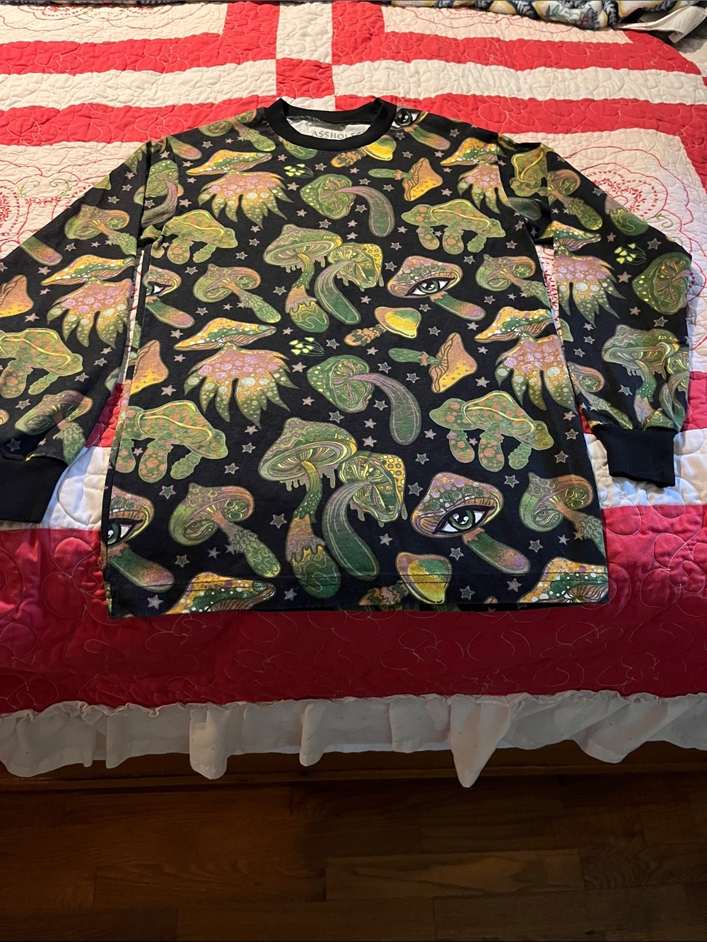 Black Graphic Mushroom & Eye Print Sweatshirt